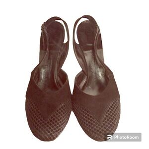 1940's Suede Slingback Cage Heels